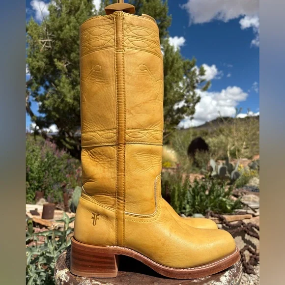 FRYE 🇺🇸 Campus Longhorn Stitch Boots In Banana - Picture 5 of 16